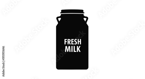 Black silhouette of a vintage milk jar with prominent lettering silhouette