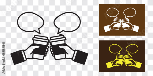 Dialogue hands holding speech bubbles illustration communication talk conversation icon vector minimalist discussion