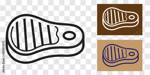 Steak line art illustration bone beef grill marks icon vector minimalist meat cut