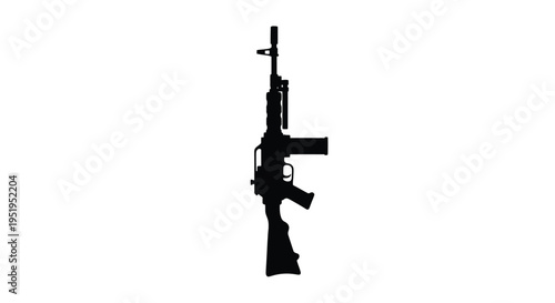Black rifle weapon design displayed as a stark silhouette