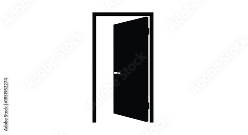 An open doorway depicted in a stark minimalist silhouette