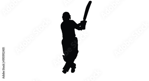 A cricketer prepares to hit a ball dramatic black silhouette