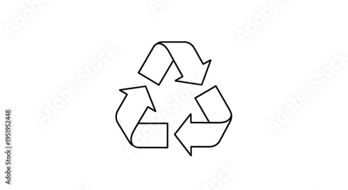 Simple black outline of the recycling symbol a common icon silhouette