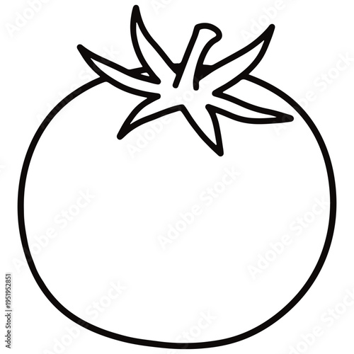 Simple Title Tomato Outline Illustration for Coloring