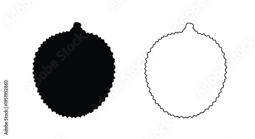 Two walnut shapes one solid and one outlined in stark contrast silhouette