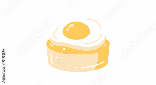 Minimalist Vector Illustration of a Delicious Fried Egg on a Round English Muffin for Breakfast Branding