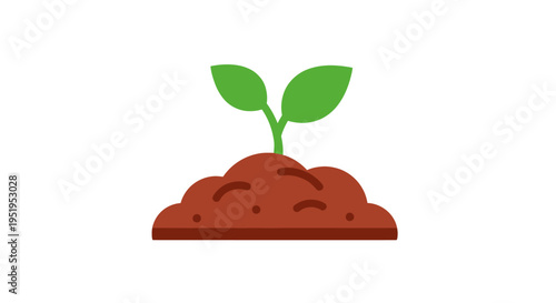 Green Sprout Growing from Soil Vector Icon - Concept of Growth, Sustainability, and New Beginnings