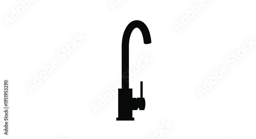Minimalist depiction of a modern faucet against a white background silhouette