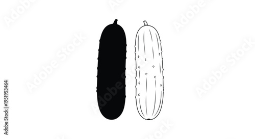 Two cucumbers one depicted as a dark shape a striking silhouette