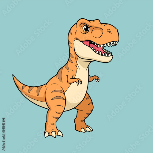 A vibrant and fun cartoon illustration of a playful T-Rex dinosaur, perfect for children's designs and educational content