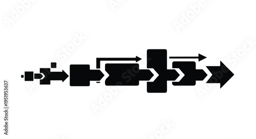 Business process flow chart diagram with arrows and shapes on white background for infographic presentation