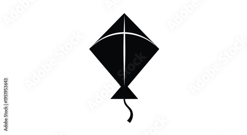 Simple black kite design against a white background a striking silhouette
