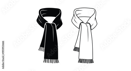 Two scarves one dark and one light presented as a silhouette