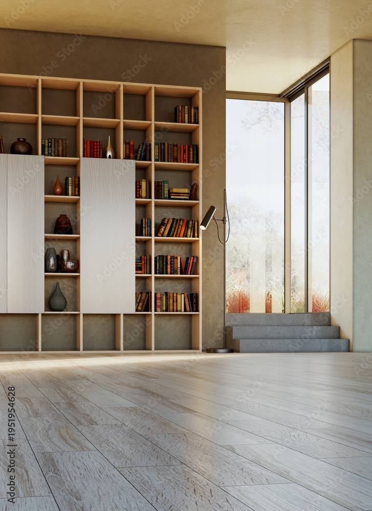 Obraz premium Large luxury modern bright interiors Living room mockup illustration 3D rendering Generated Color Image