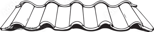 Clay Roof Tiles (Roofing) Hand-drawn Sketch Drawing Vector Illustration, Line Linear Symbol Black and White Engraving, Isolated