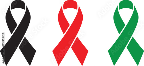Vector silhouette ribbons awareness symbols