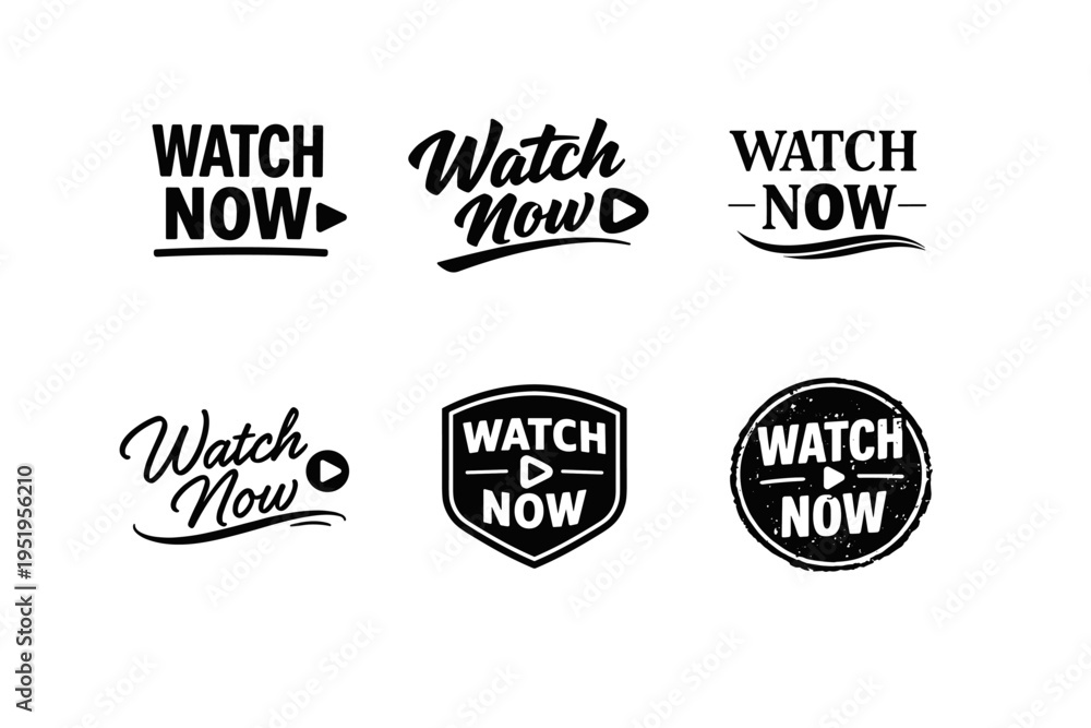 Obraz premium Watch now logos collection with play button design elements