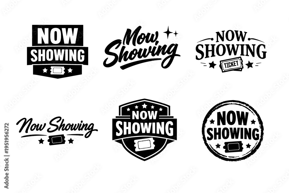 Fototapeta premium Collection of vintage cinema now showing signs and logos
