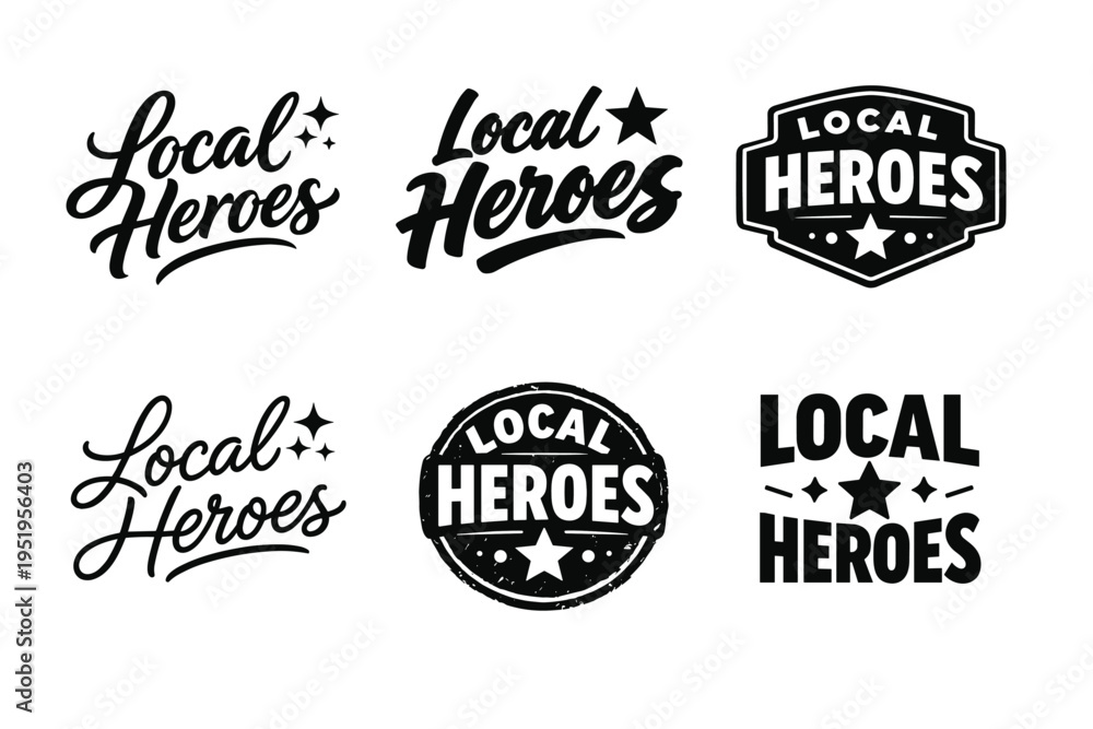Fototapeta premium Local heroes: bold black and white logo designs collection