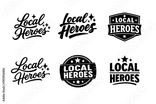 Local heroes logo designs with vintage style and stars