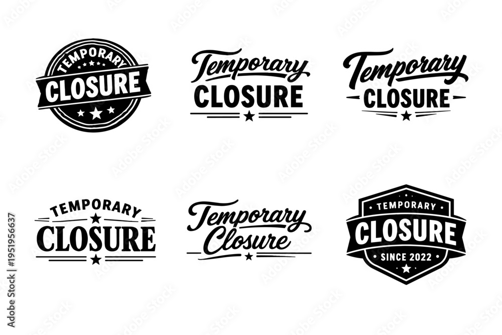 Obraz premium Temporary closure signs collection with vintage design elements