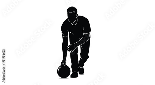 Vector illustration of a man bowling