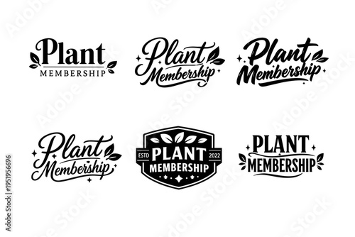 Elegant plant membership logos with vintage and modern typography styles