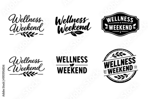 Health and relaxation themed wellness weekend logo designs