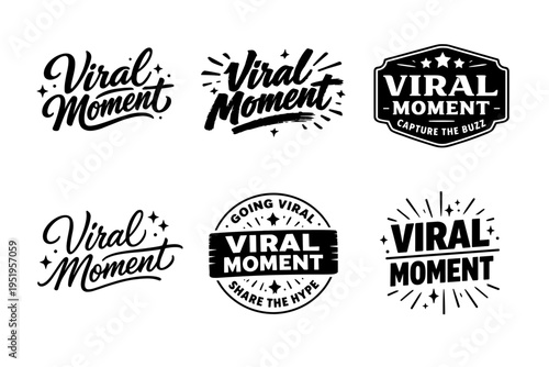 Viral moment logo designs with bold typography and stars