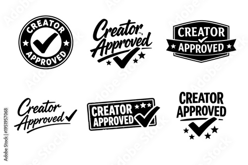 Creator approved badges with checkmarks and stars in various designs
