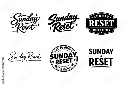 Sunday reset logos collection with various styles and typography designs