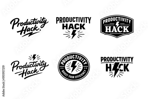 Productivity hack logos: creative designs for efficiency boost