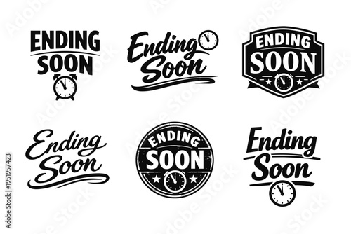 Ending soon typography designs with clock motifs
