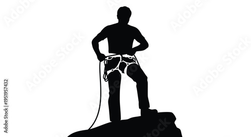 Silhouette of a male rock climber vector