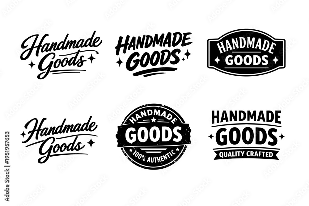 Obraz premium Handmade goods logos collection: vintage designs with authentic craftsmanship