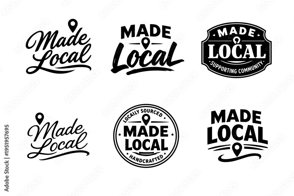 Fototapeta premium Set of made local logos emphasizing community and handcrafted products