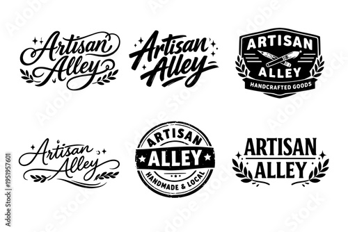 Artisan alley logo collection: vintage handcrafted goods designs