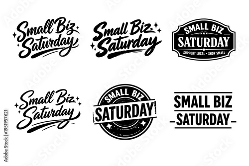 Small biz saturday logos: support local shop small design collection