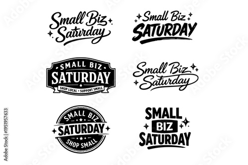 Small biz saturday logos promoting shop local and support small business