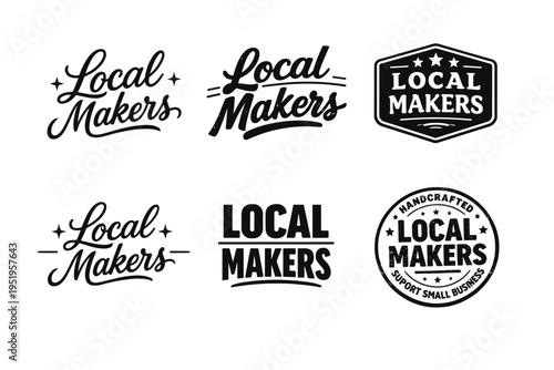 Local makers logos set featuring handcrafted design and typography variations