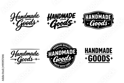 Handmade goods logo collection: vintage style design variations