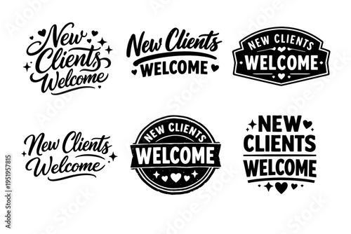 New clients welcome signage collection with heart designs