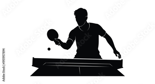 Silhouette of man playing table tennis vector