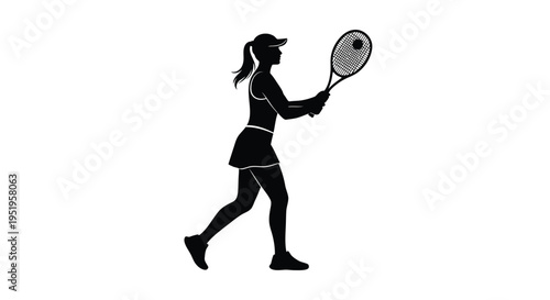Black silhouette of woman playing tennis vector