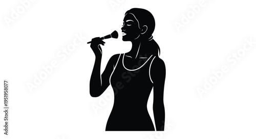 Vector silhouette of woman applying lipstick