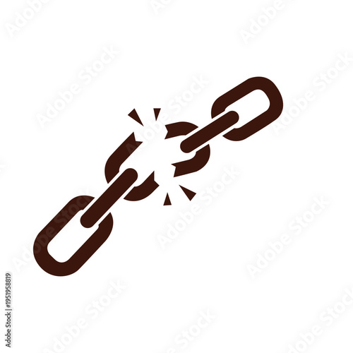 Broken chain link vector icon