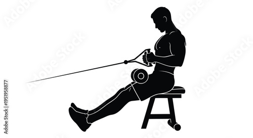 Vector silhouette of a man exercising with resistance band