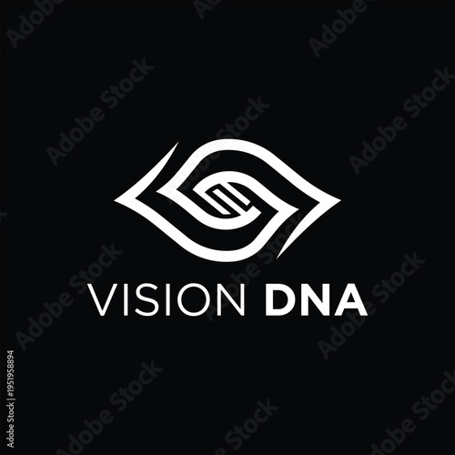 eye vision for leaves nature with helix DNA logo design