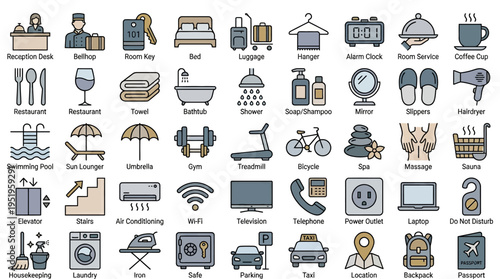 Collection of various household and technology icons.