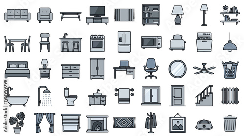 Collection of home and furniture icons.
